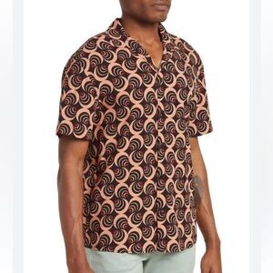 Scotch & Soda Island Short Sleeve Button-Up Shirt Patterned Men's Shirt LG EUC